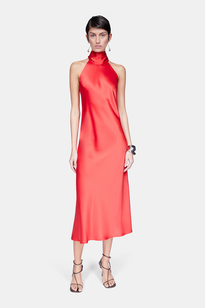 galvan london Cropped Sienna Dress - Sunset Red