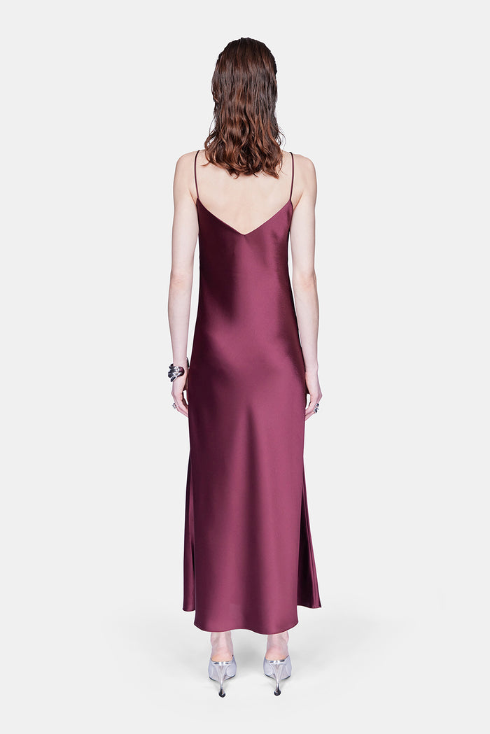 Galvan London Cropped V Neck Slip Dress - Burgundy