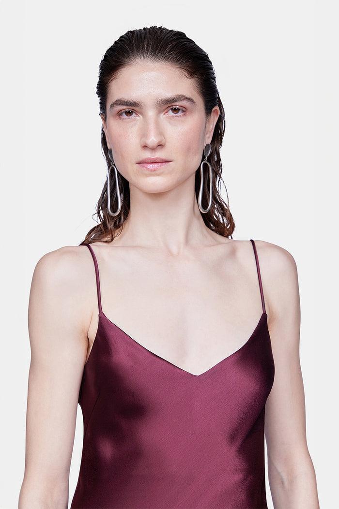 Galvan London Cropped V Neck Slip Dress - Burgundy