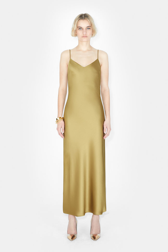 galvan london Cropped V Neck Slip Dress - Olive