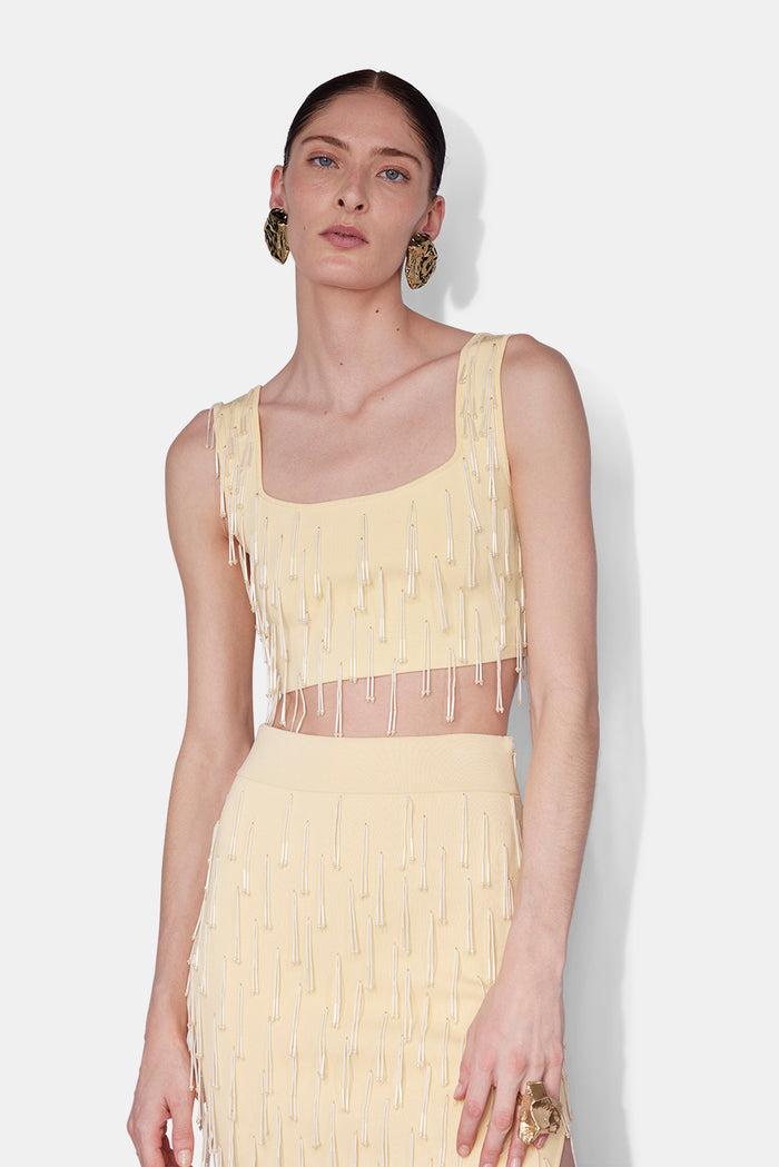 Galvan London DEPOIS BRALETTE TOP - CAMOMILE