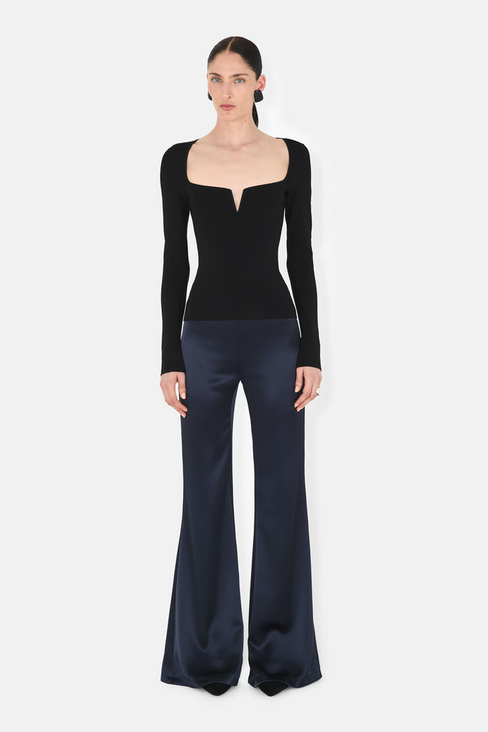 galvan london FREYA LONG SLEEVE TOP - BLACK