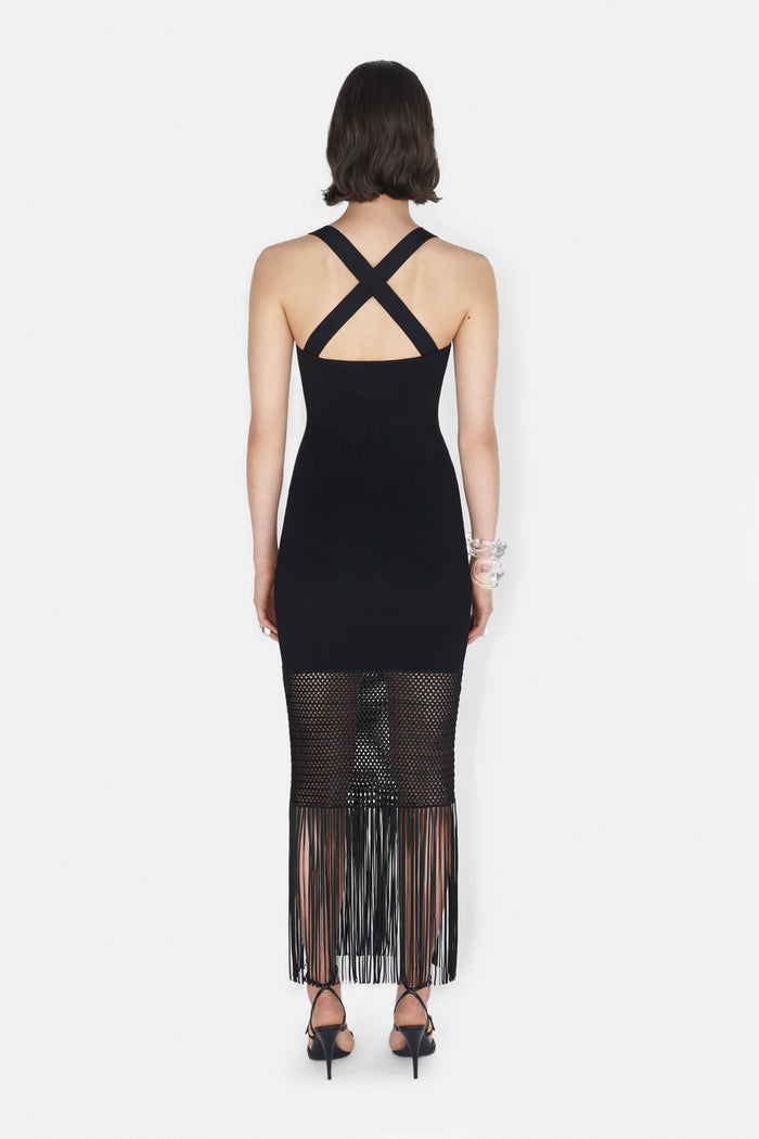 Galvan London Fringe Diana Dress - Black
