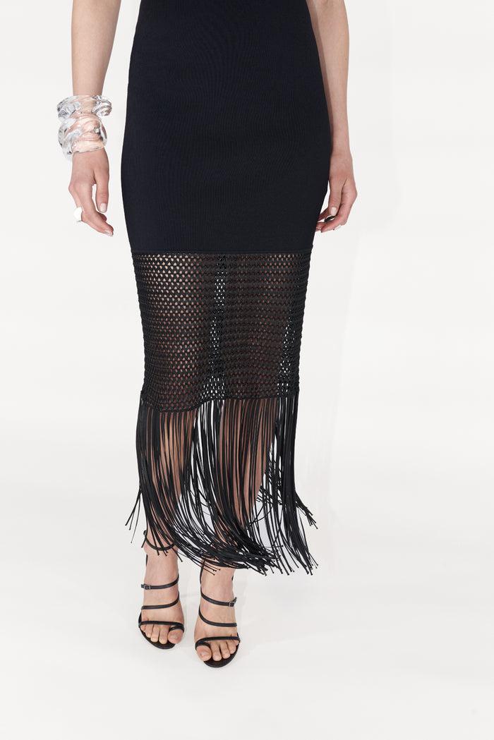 Galvan London Fringe Diana Dress - Black