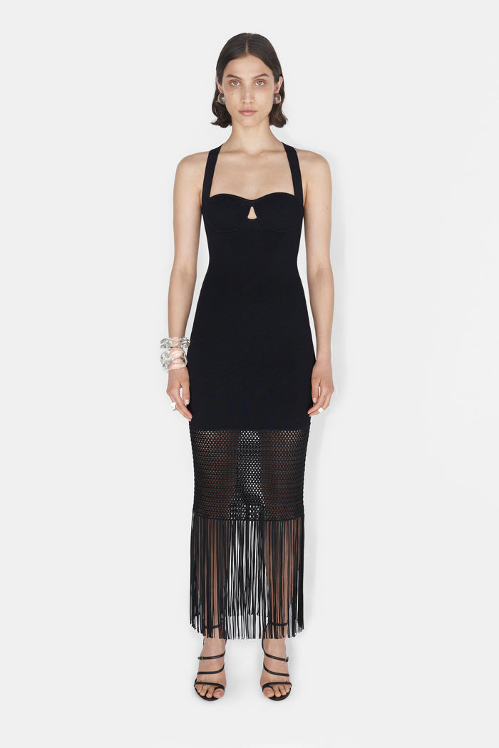 galvan london Fringe Diana Dress - Black