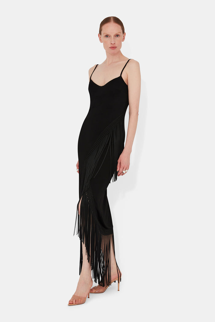 Galvan London Fringed Berlin Bustier Dress - Black