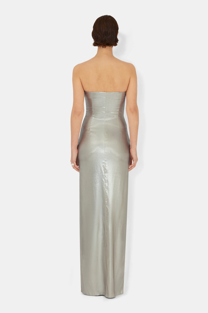 Galvan London Galvanized Bandeau Dress - White Gold