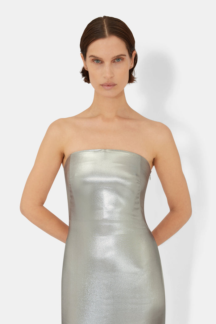 galvan london Galvanized Bandeau Dress - White Gold