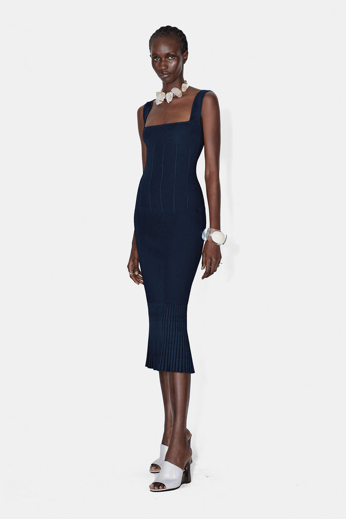 Galvan London High Shine Atalanta Dress - Midnight