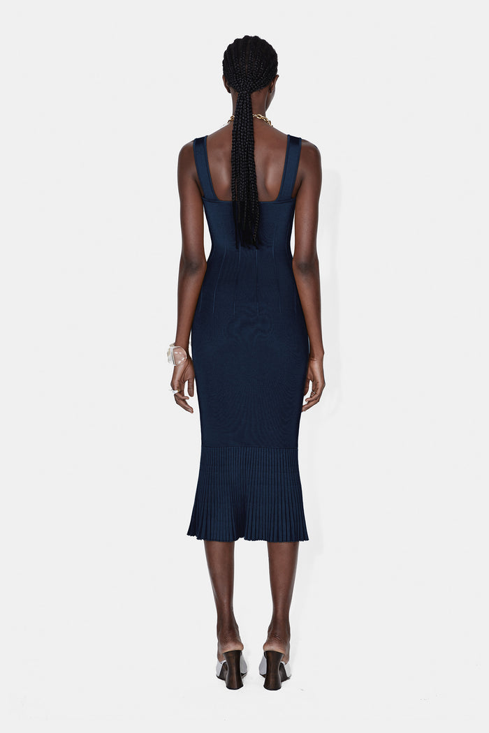 Galvan London High Shine Atalanta Dress - Midnight