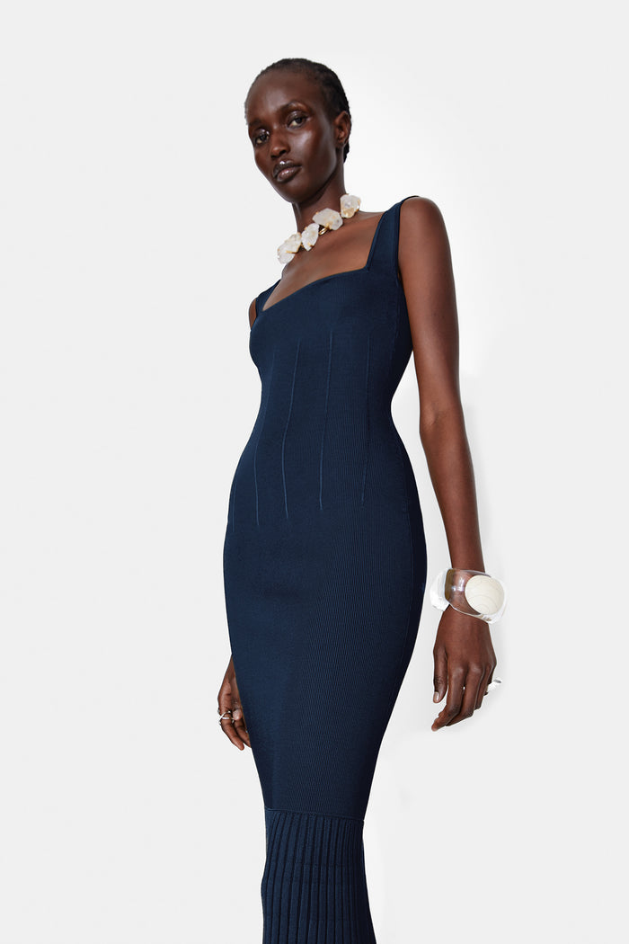 Galvan London High Shine Atalanta Dress - Midnight