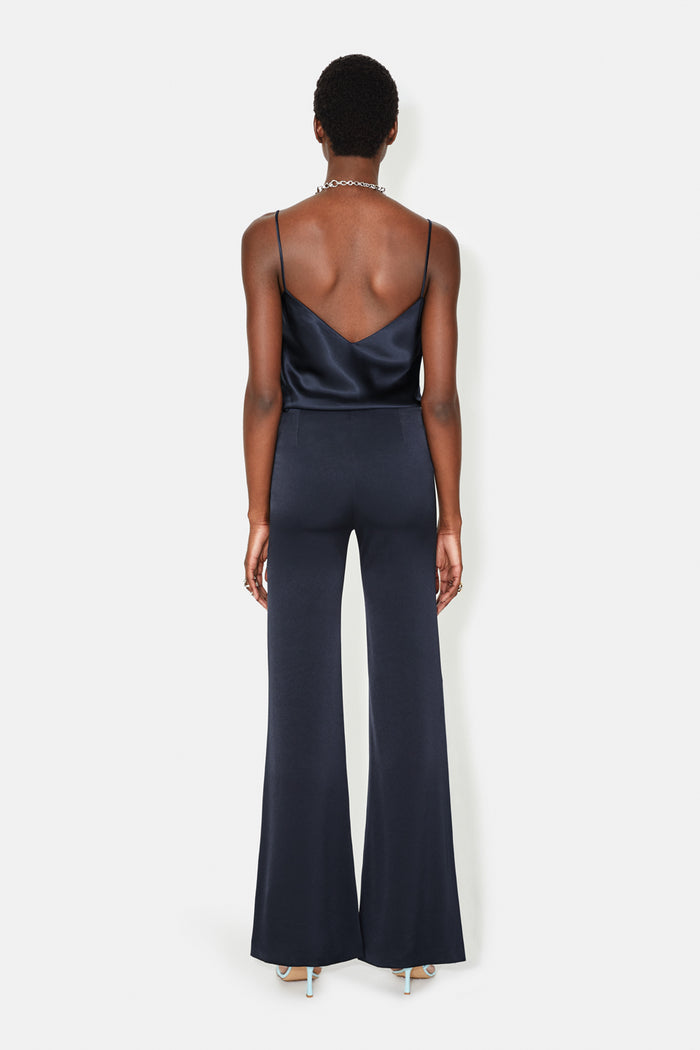 Galvan London High Waisted Satin Trousers - Midnight