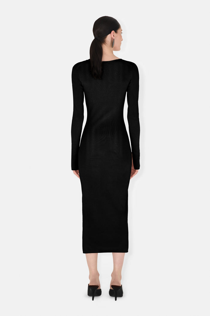 Galvan London KAIA LONG SLEEVED DRESS - BLACK