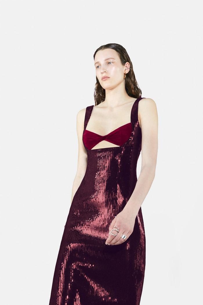 Galvan London Liquid Twist Dress - Blood Red