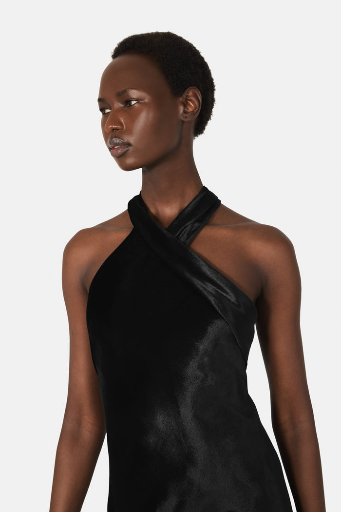 Galvan London Liquid Velvet Pandora Gown - Black