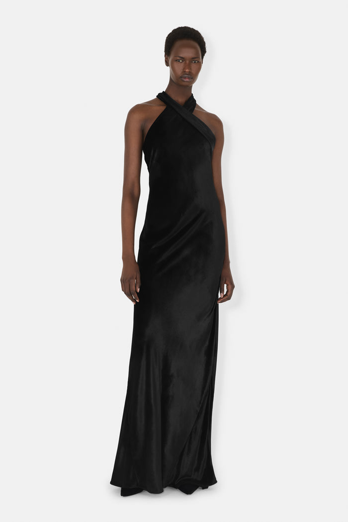 galvan london Liquid Velvet Pandora Gown - Black