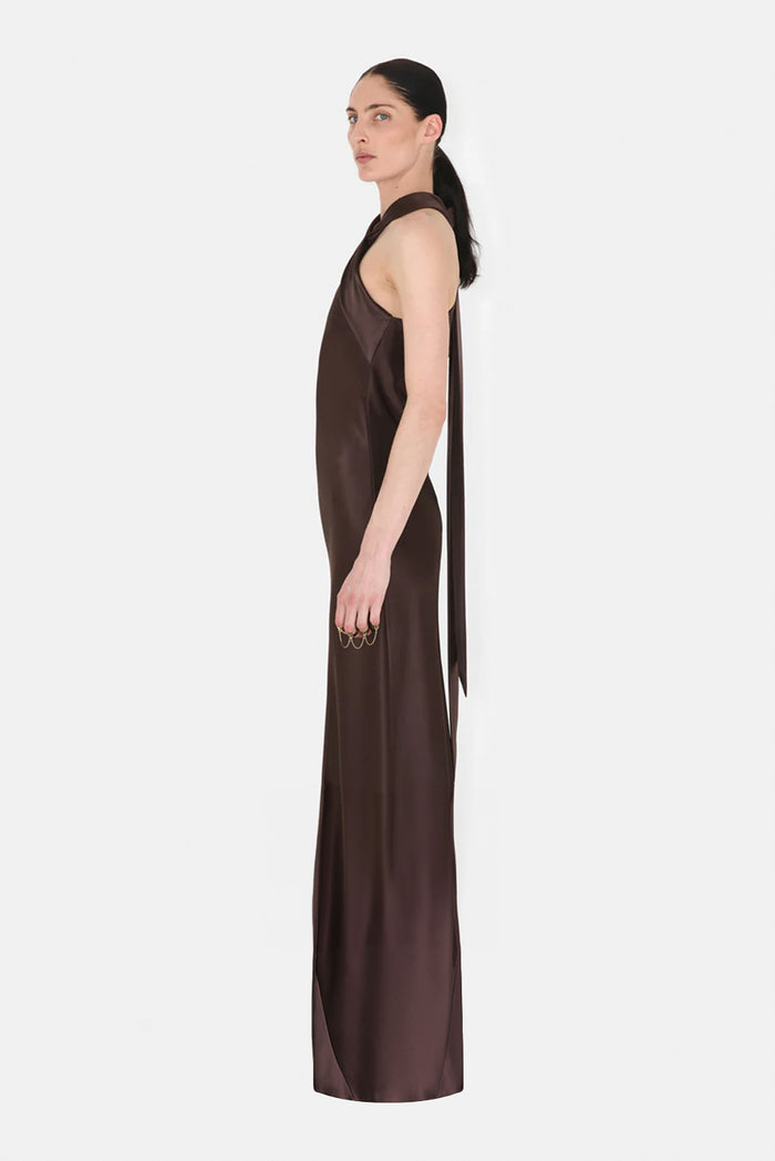 Galvan London PANDORA GOWN - CHOCOLATE