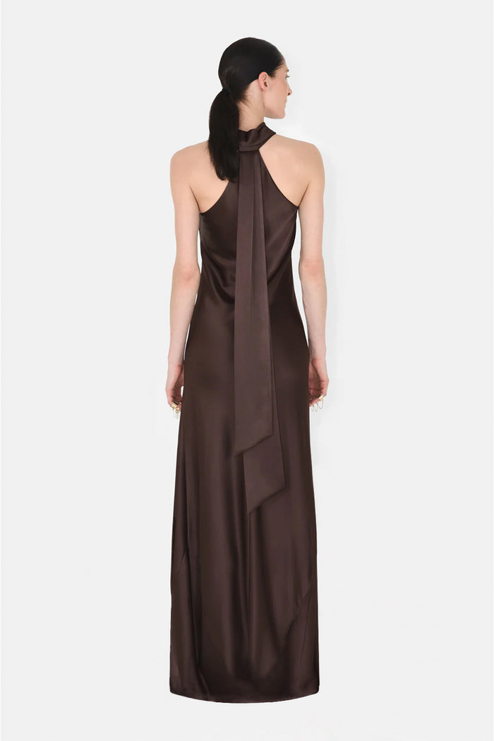 Galvan London PANDORA GOWN - CHOCOLATE