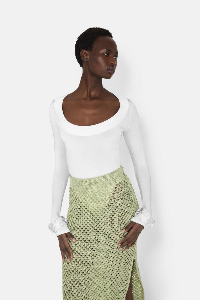 Galvan London SASHA BALLET NECK BODY - WHITE