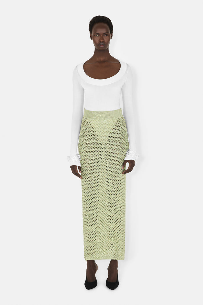 galvan london SASHA BALLET NECK BODY - WHITE