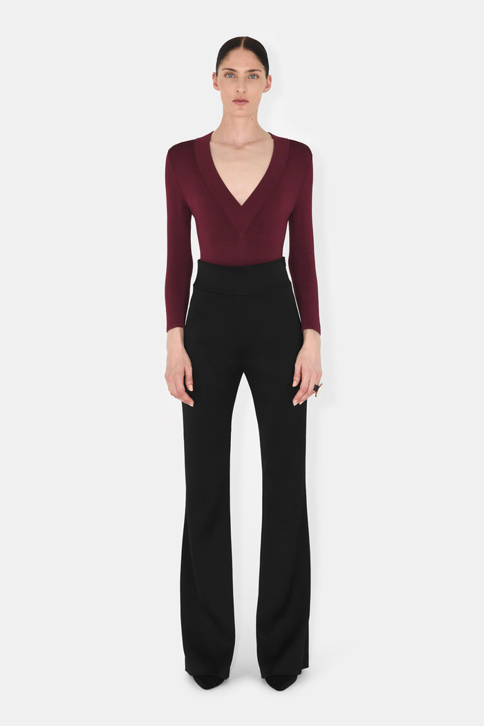 galvan london Sasha V-Neck Bodysuit - Oxblood