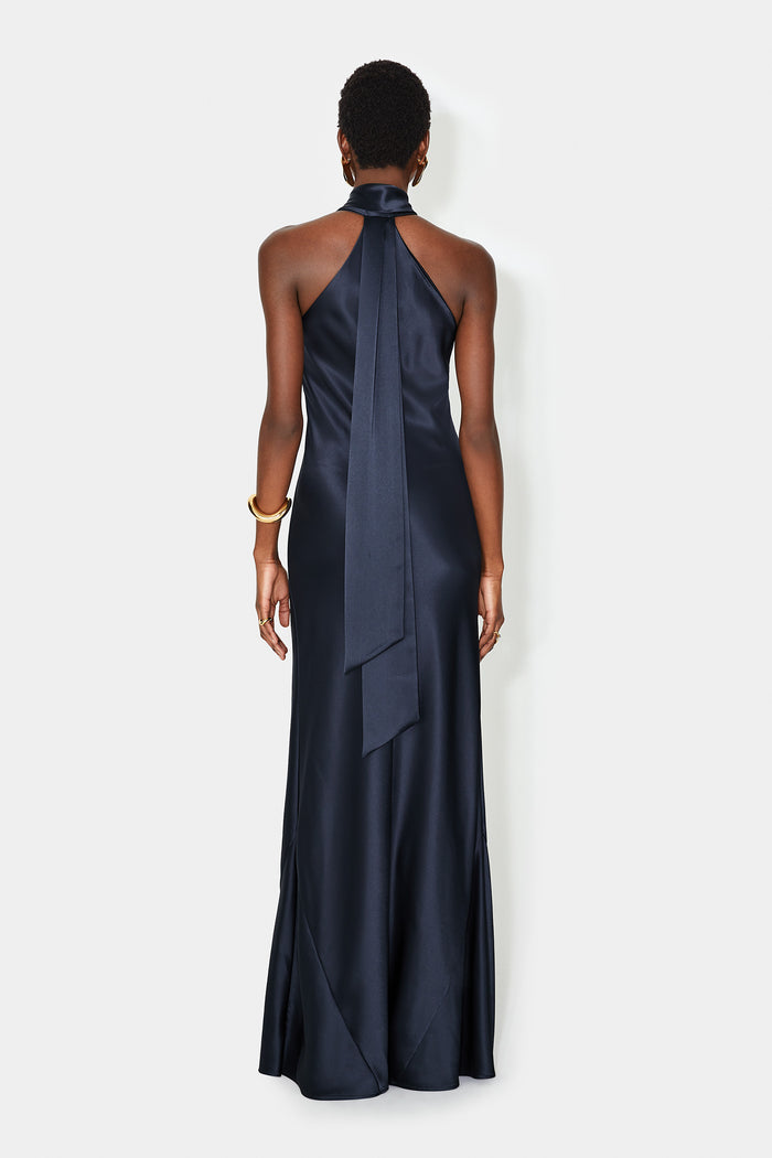 Galvan London Satin Pandora Dress - Midnight