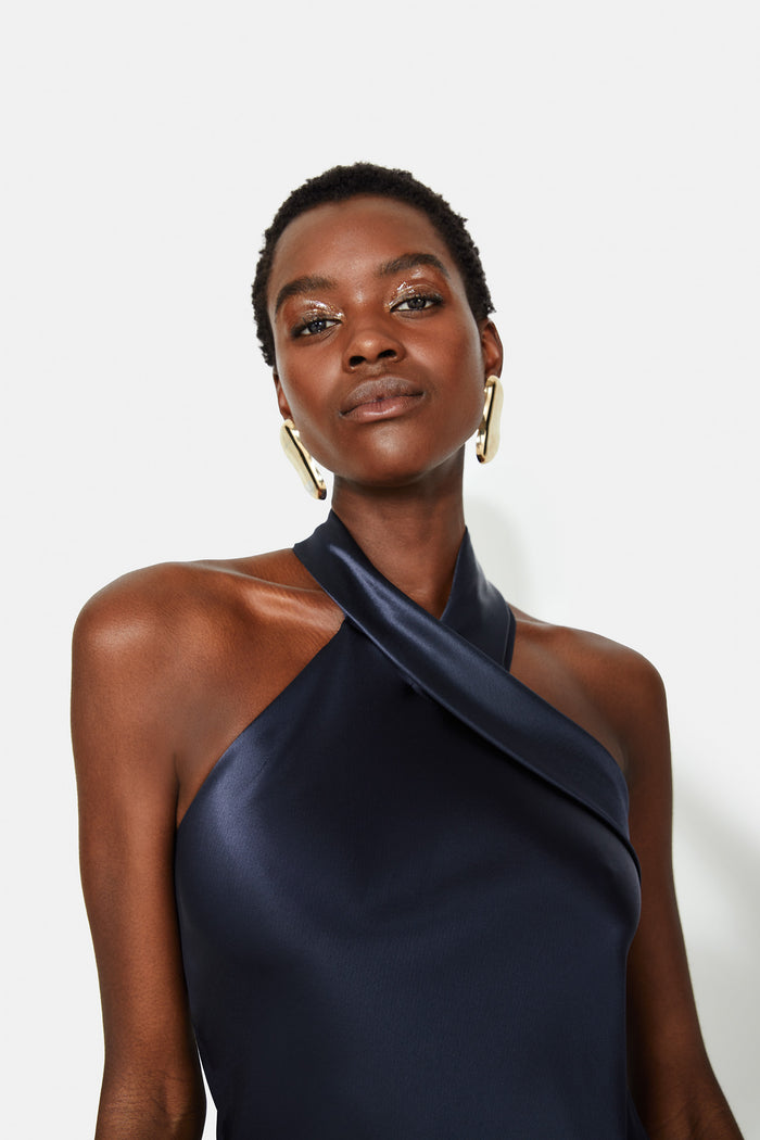 Galvan London Satin Pandora Dress - Midnight
