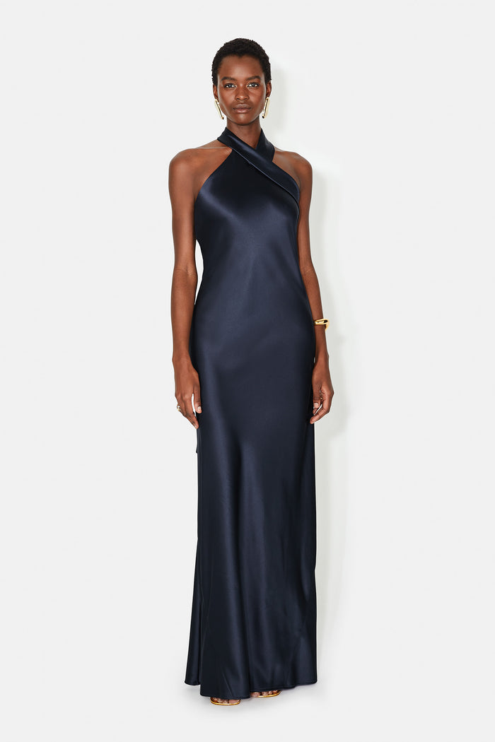 galvan london Satin Pandora Dress - Midnight