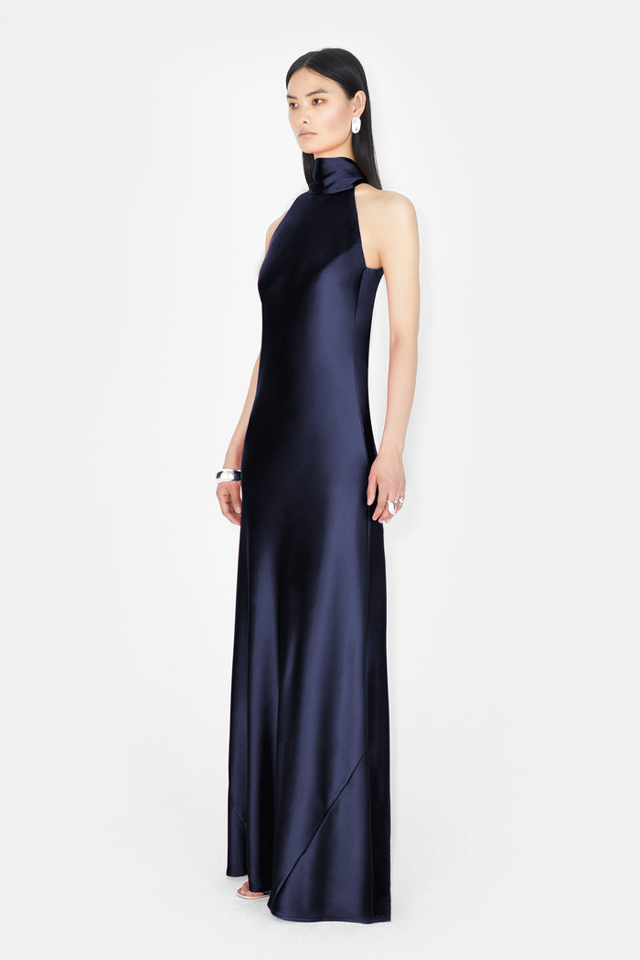 Galvan London Satin Sienna Dress - Midnight