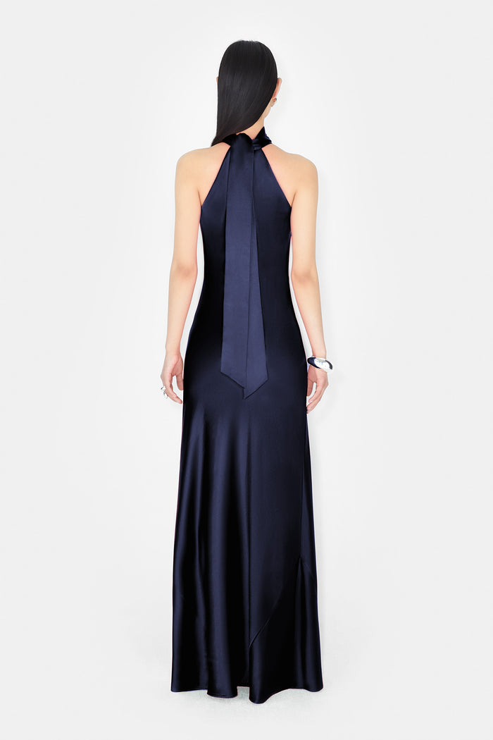 Galvan London Satin Sienna Dress - Midnight