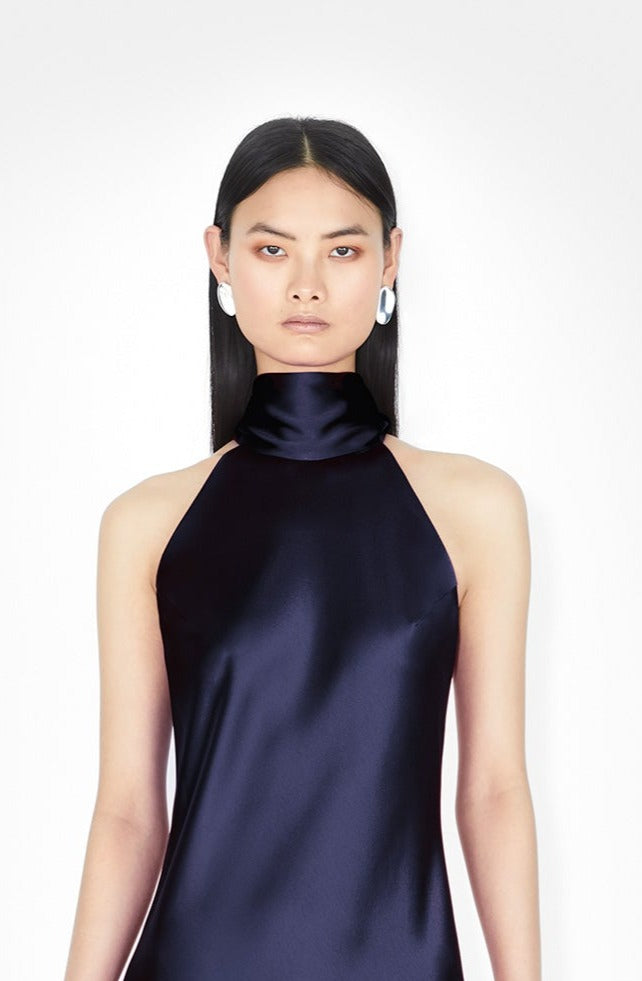 Galvan London Satin Sienna Dress - Midnight