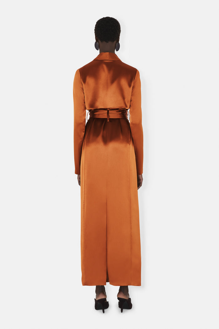Galvan London SATIN TRENCH COAT - BRANDY