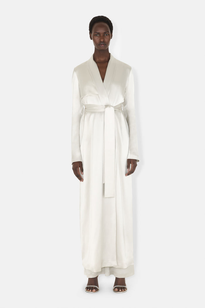 galvan london SATIN TRENCH COAT - PLATINUM
