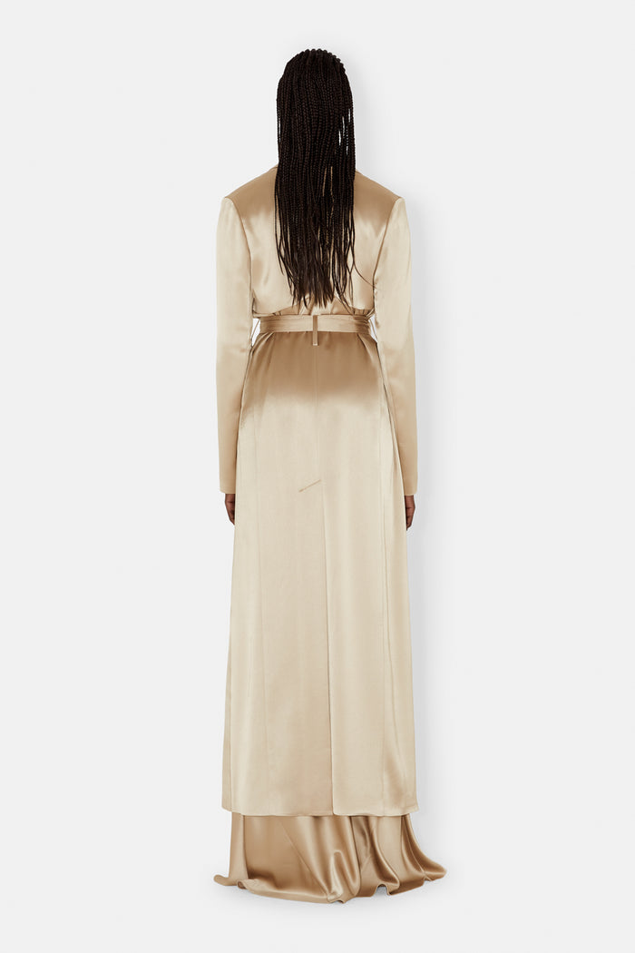 Galvan London Satin Trench Coat - Sand