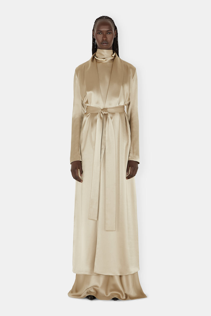 galvan london Satin Trench Coat - Sand