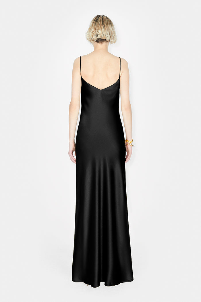 Galvan London Satin V-Neck Slip Dress - Black