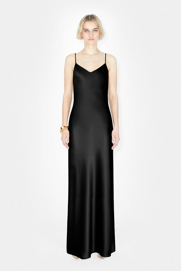 galvan london Satin V-Neck Slip Dress - Black