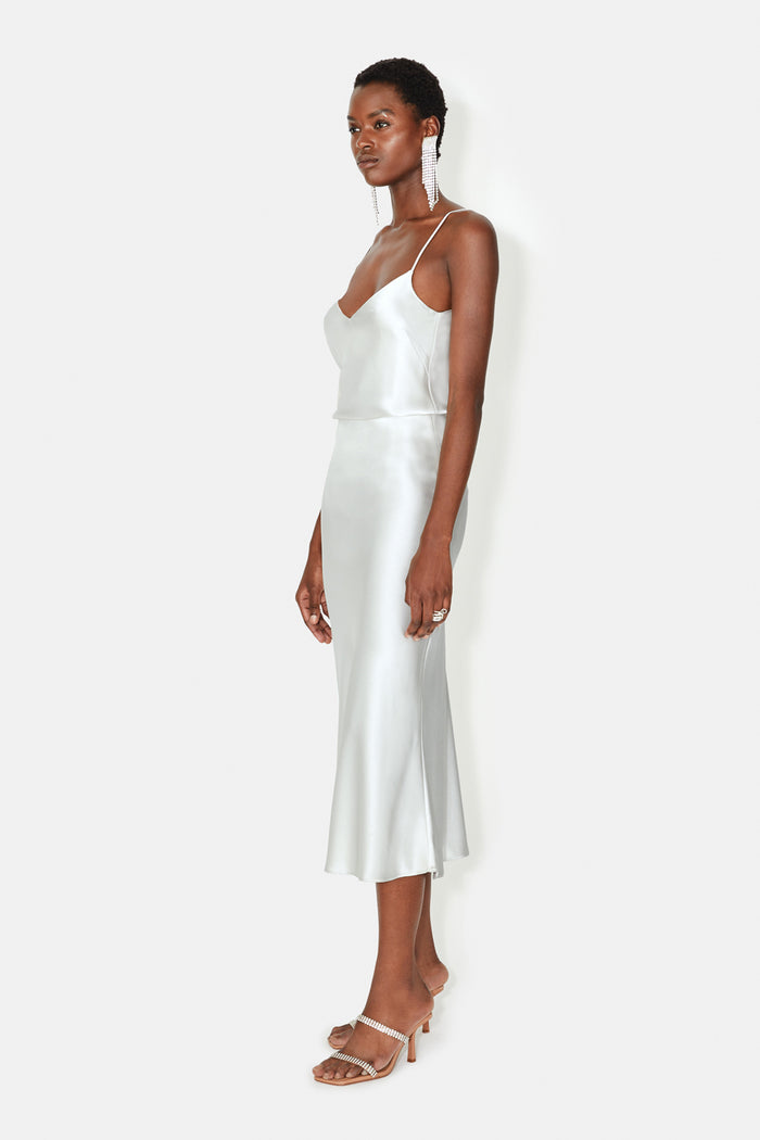 Galvan London Satin Valletta Skirt - Platinum