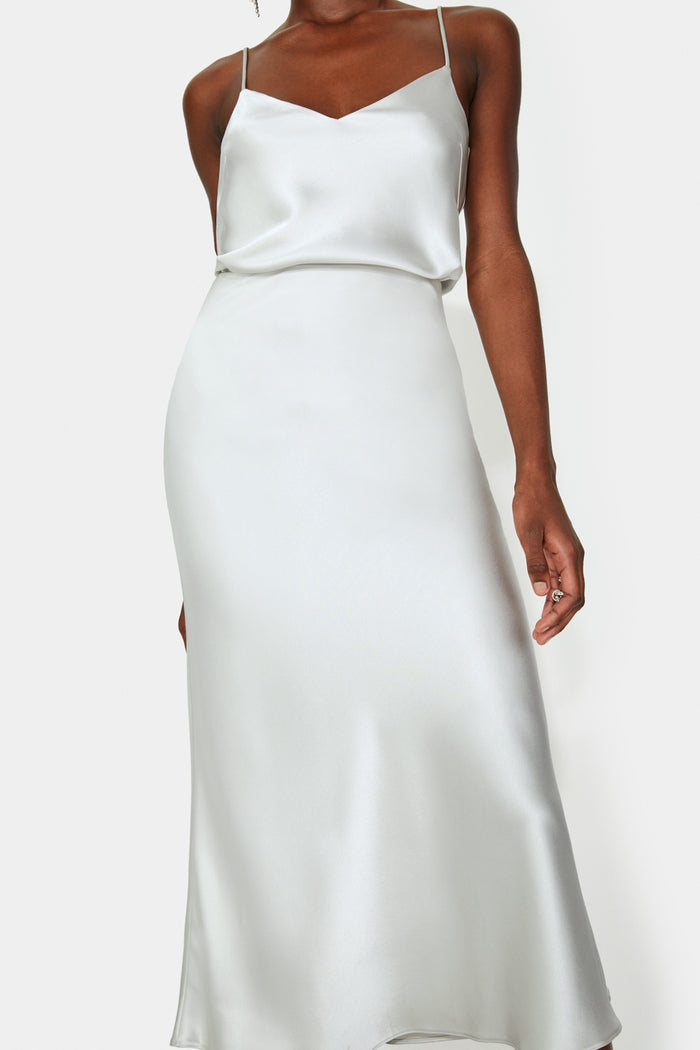 Galvan London Satin Valletta Skirt - Platinum