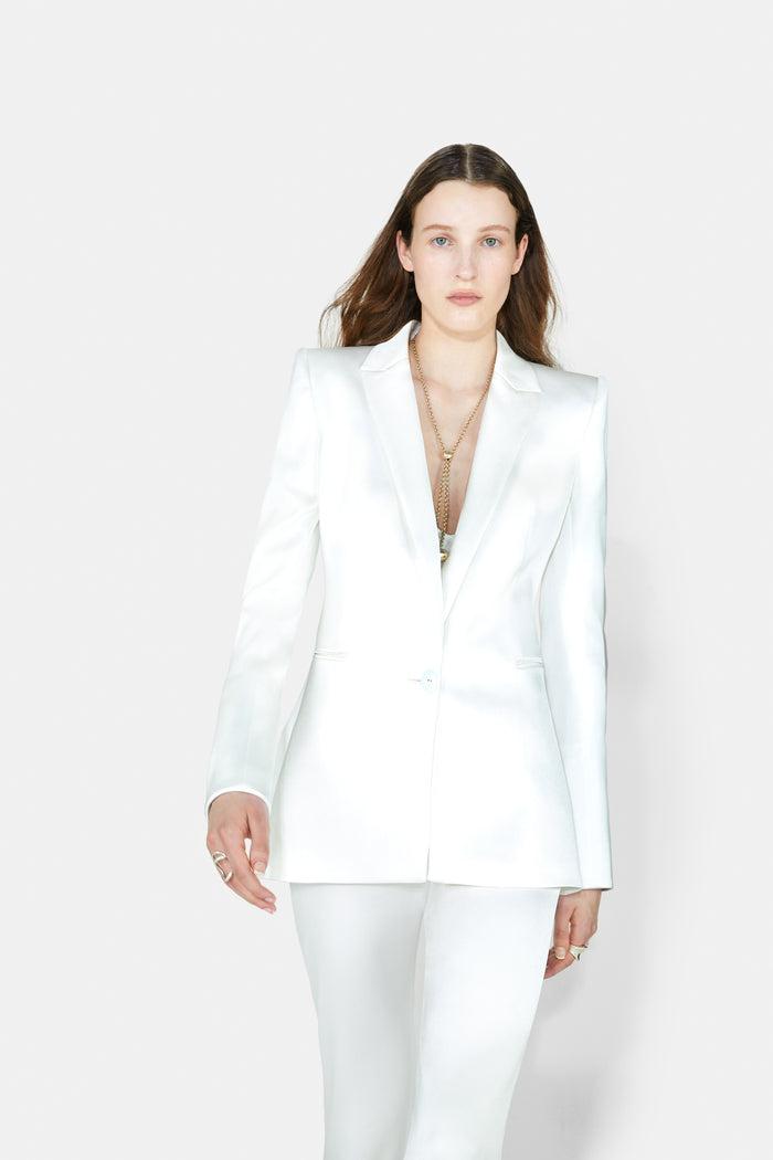 Galvan London Sculpted Bridal Blazer - Off White