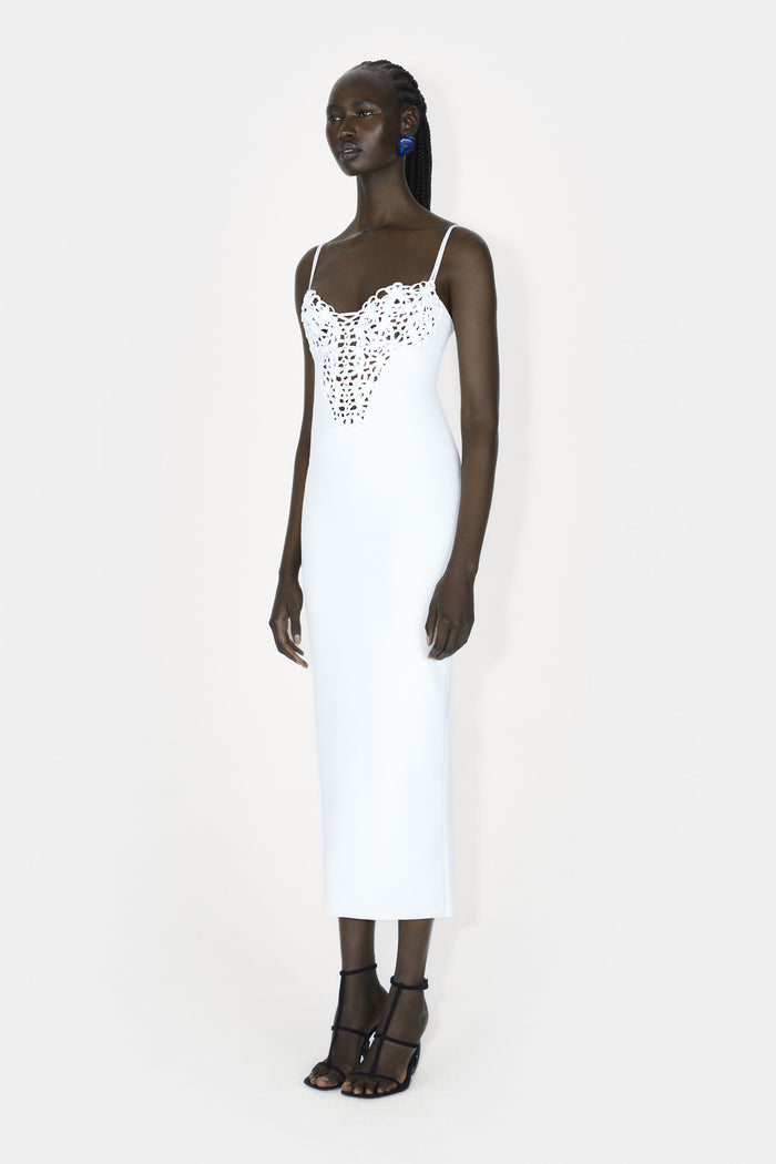 Galvan London Sculpted Spiral Dress - Pearl