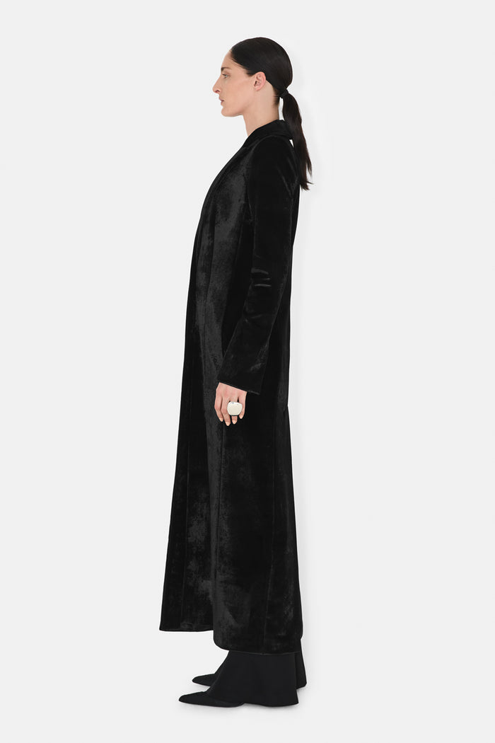 Galvan London Sculpted Velvet Coat - Black