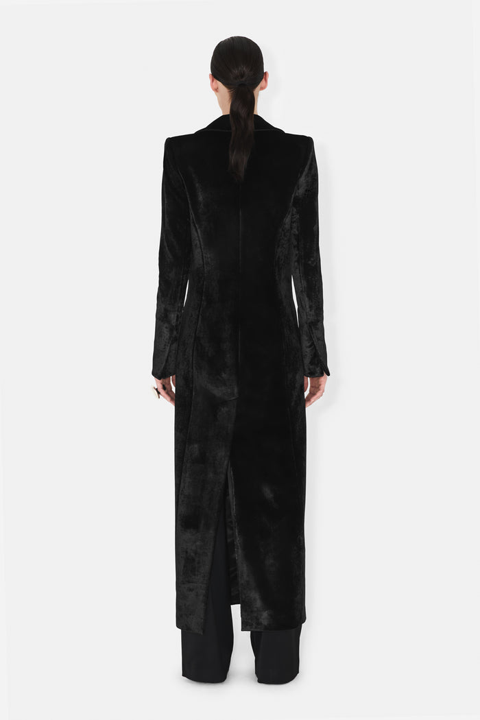 Galvan London Sculpted Velvet Coat - Black