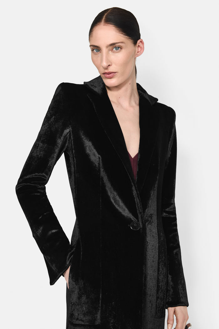 Galvan London Sculpted Velvet Coat - Black