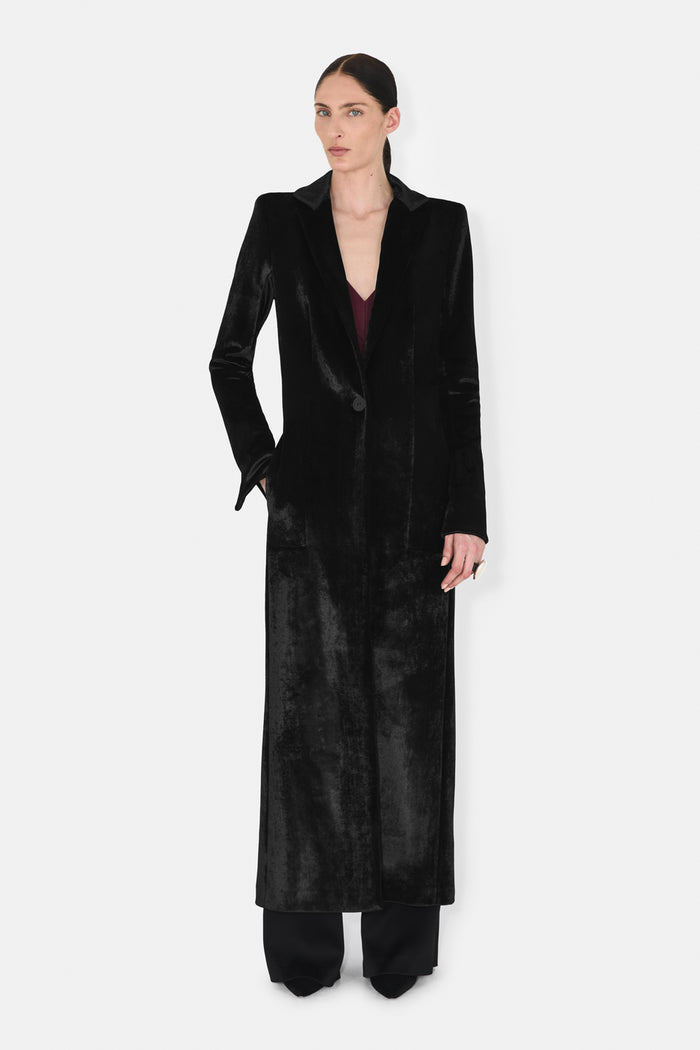 galvan london Sculpted Velvet Coat - Black