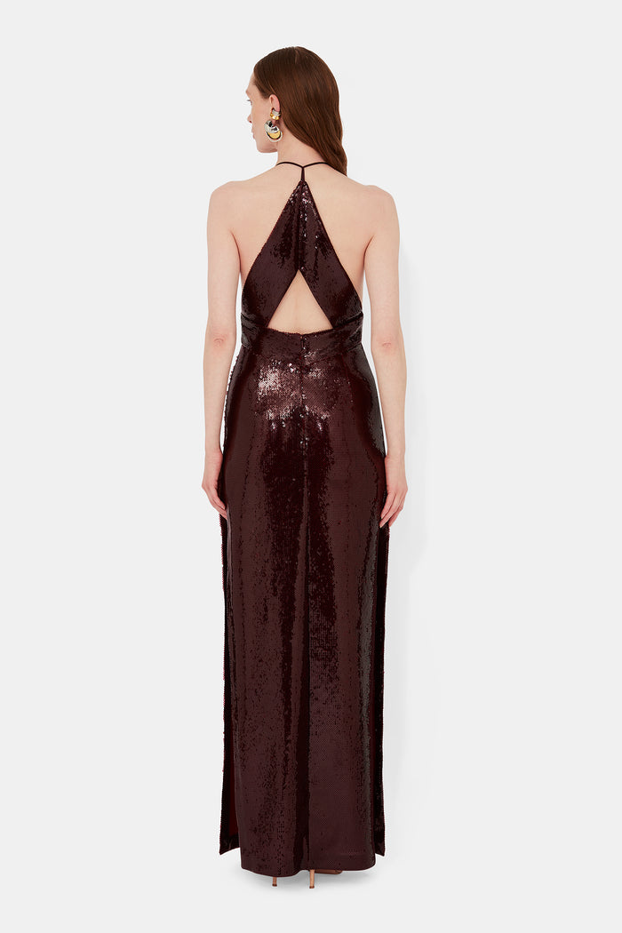 Galvan London Sequin Prism Dress - Oxblood