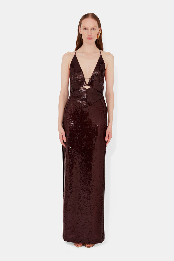 galvan london Sequin Prism Dress - Oxblood