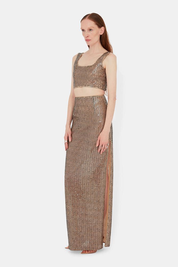 Galvan London Sheer Beating Heart Skirt - Beige