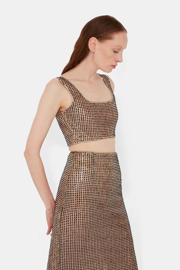 Galvan London Sheer Beating Heart Skirt - Beige