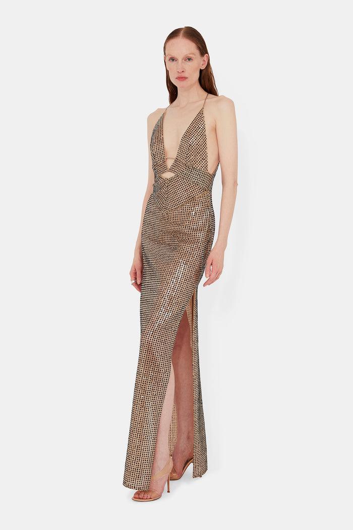 Galvan London Sheer Prism Dress - Beige